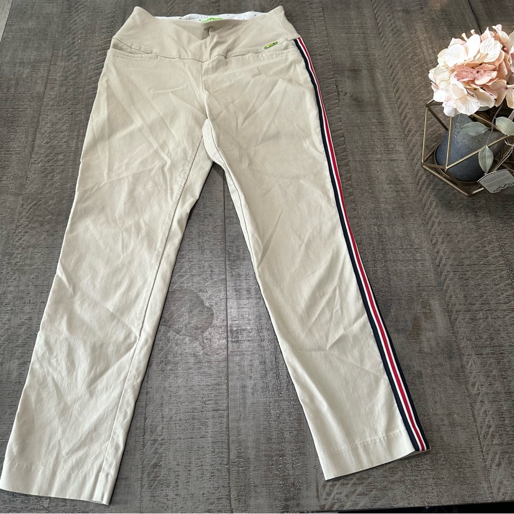 Swing Control Beige Pants with Striped Side Detail size 6